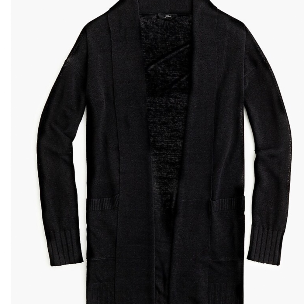 J Crew Open Cardigan Sweater in Linen Blend — Women’s Size Medium | Black